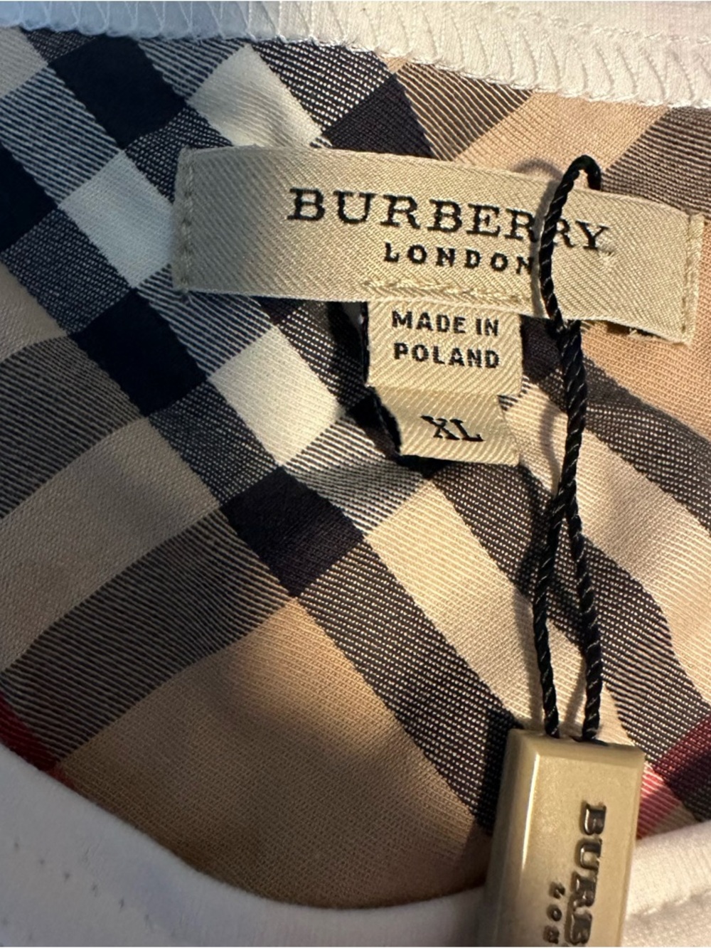 BURBERRY Crew Neck Shirt Top Cotton Stretch Nova Check Elbow Patches - Picture 2 of 8